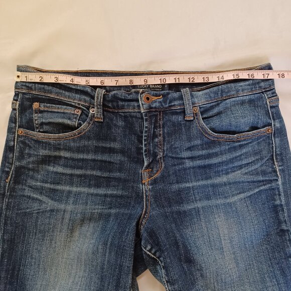 Lucky Brand Cropped Jeans Easy Rider Cop Midrise Dark Wash Stretch Size 30 - Picture 11 of 14